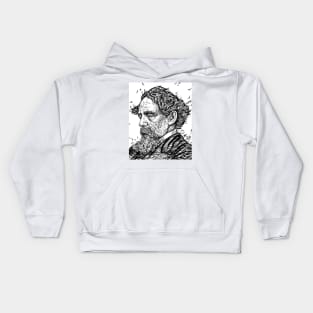 CHARLES DICKENS - ink portrait .2 Kids Hoodie